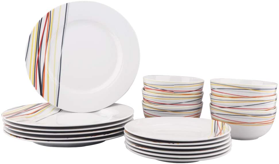 AmazonBasics Amazon Basics - 18-piece crockery set, warm beam, for 6 people