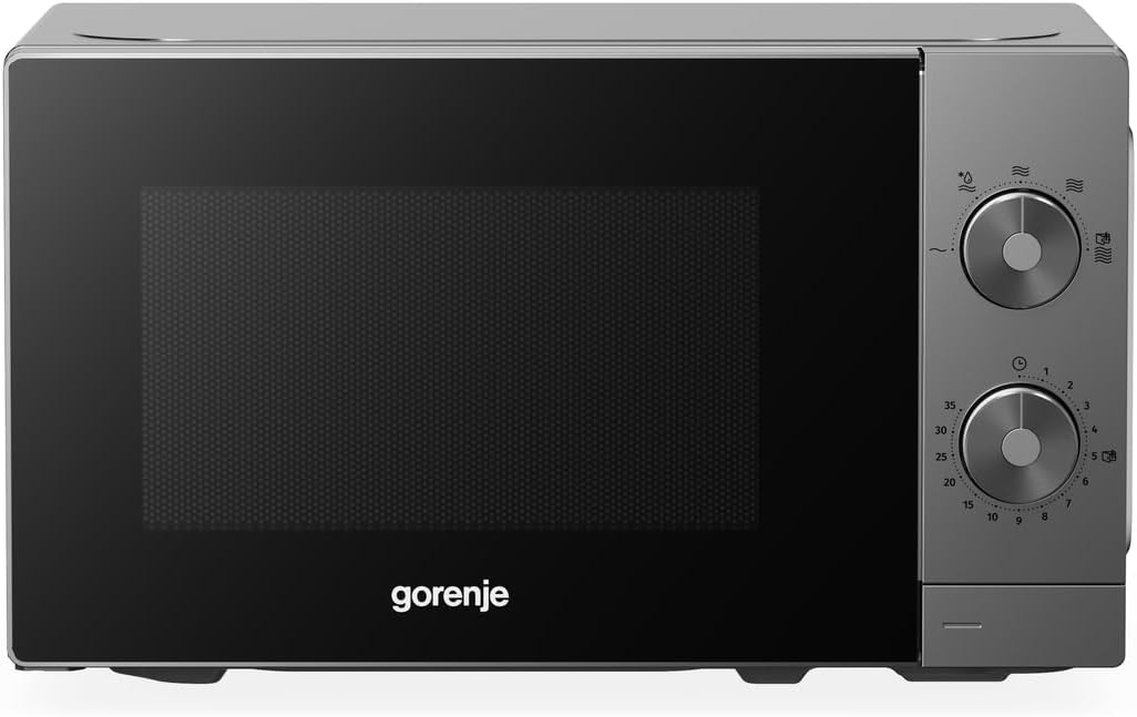 Gorenje Store Gorenje MO20E1T4 Microwave, 20L, 700W, AquaClean, Defrost Function, 5 Power Levels, Mechanical Knob Control, Black with Gray