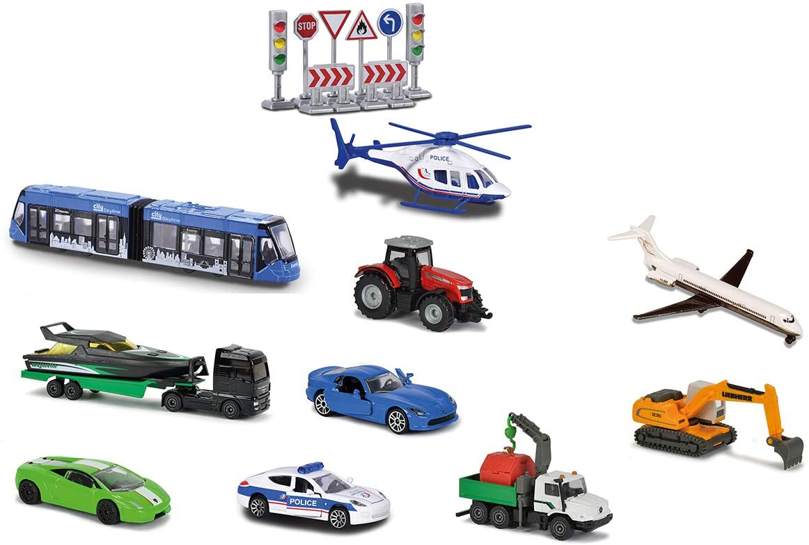 Majorette - 212058590 - Miniature Vehicle - Set B200 For 10 Vehicles - 1:64