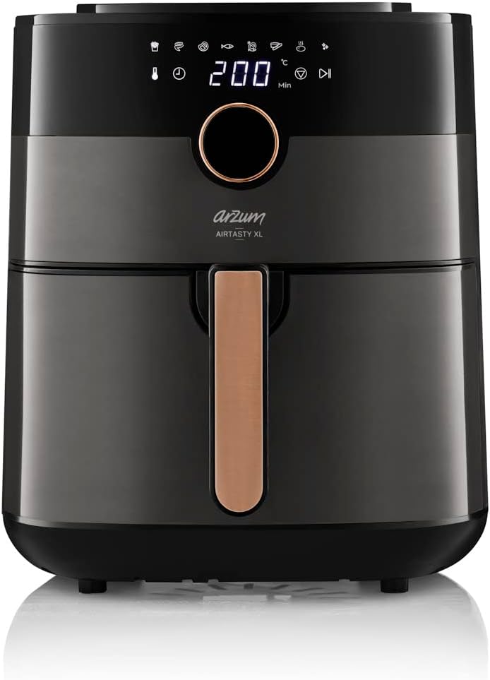 AR2091 Arzum Airtasty XL Capacity Hot Air Fryer Oil Free Healthy Frying Digital Control Panel 8 Preset Cooking Programs Time and Temperature Setting (Copper)