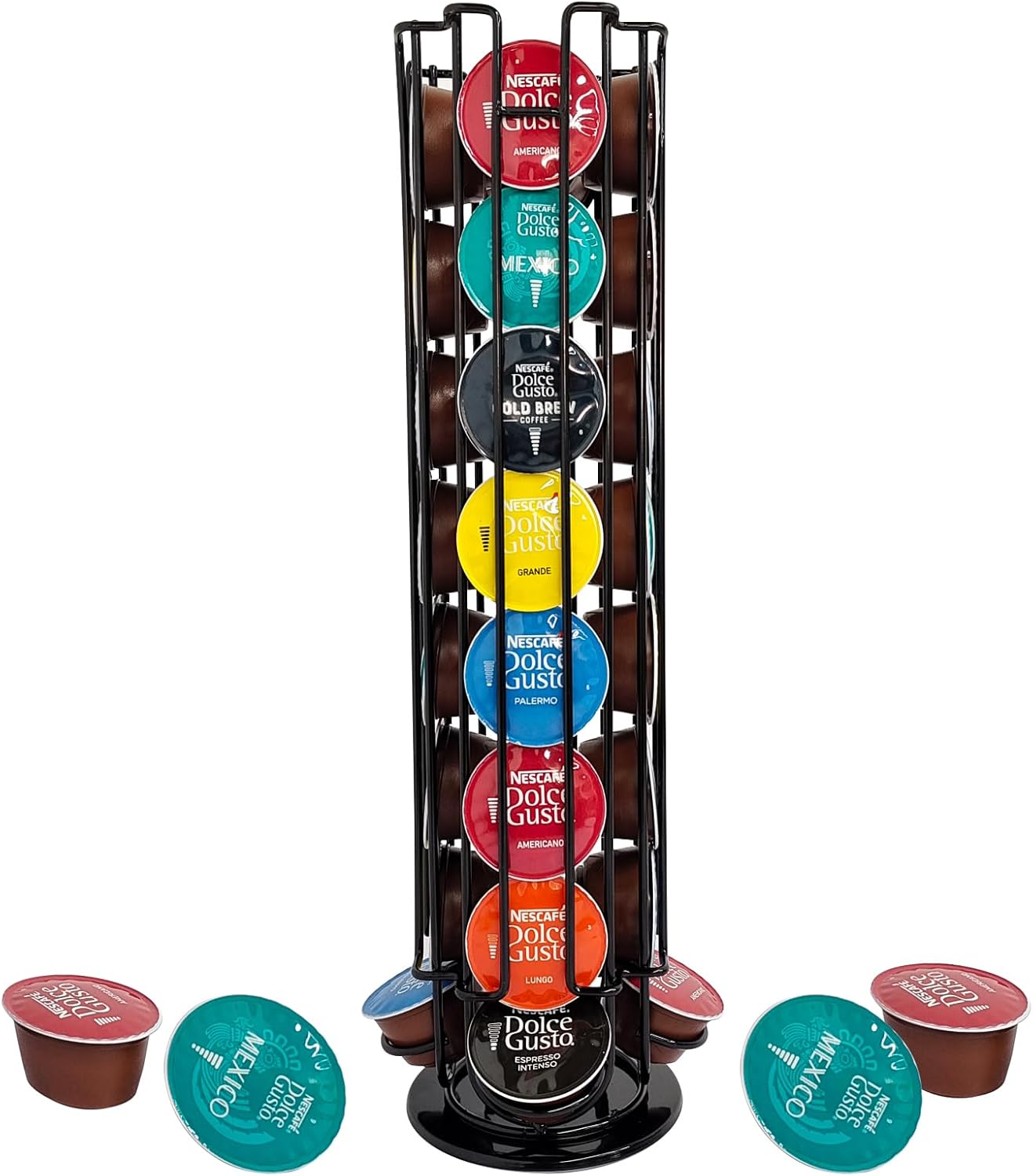 Lectorias Coffee Capsule Holder, Coffee Capsules Storage Holder for 32 Capsules, Capsule Stand for Dolce Gusto, Rotating Capsule Dispenser, Coffee Capsule Holder, Coffee Capsule Holder with Non-Slip