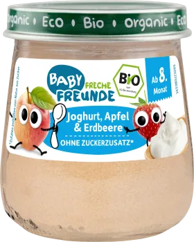 FRECHE FREUNDE Yogurt, apple & strawberry from 8 months, 120 g