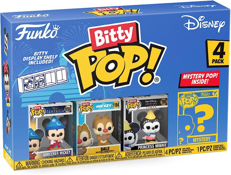 Funko Bitty Pop! Disney - Sorcerer Mickey, Dale, Princess Minnie and a Surprise Mini Figure - 0.9 Inch (2.2 cm) Collectible Stackable Display Shelf Included - Gift Idea - Disney Fans