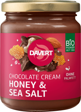 Davert Chocolate spread, Chocolate Cream Honey & Sea Salt, 250 g