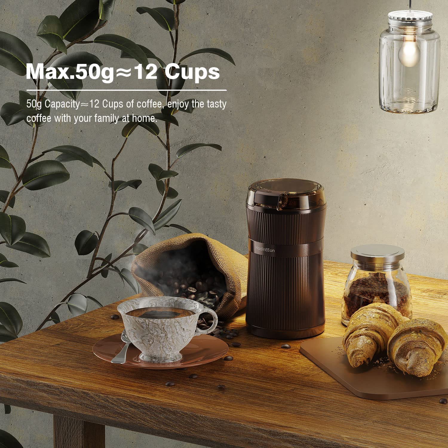 NIXIUKOL Electric Coffee Grinder, 200 W Portable Electric Coffee Beans and Spice Mill with Stainless Steel Blades and Brush Grain Mill Grinder for Grain, Seasoning, Nuts