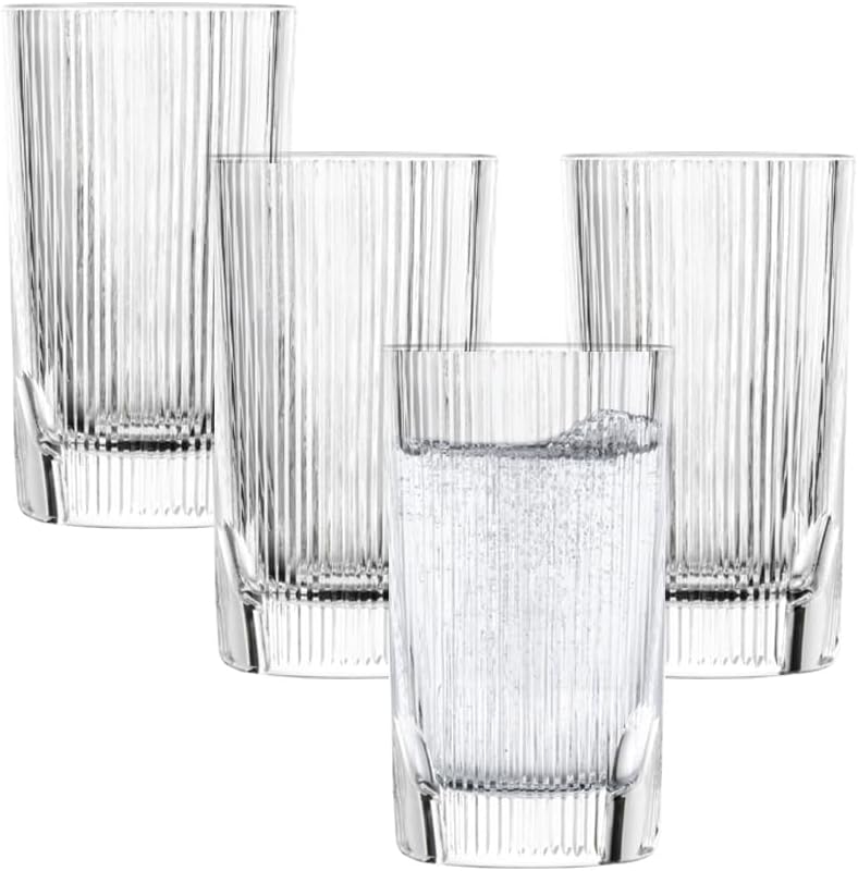 Schott Zwiesel Allround Fave Tumblers (Set of 4), Modern Drinking Glasses with Relief Grooves and Cut Outs, Crystal Glasses, Dishwasher Safe (Item No. 124304)