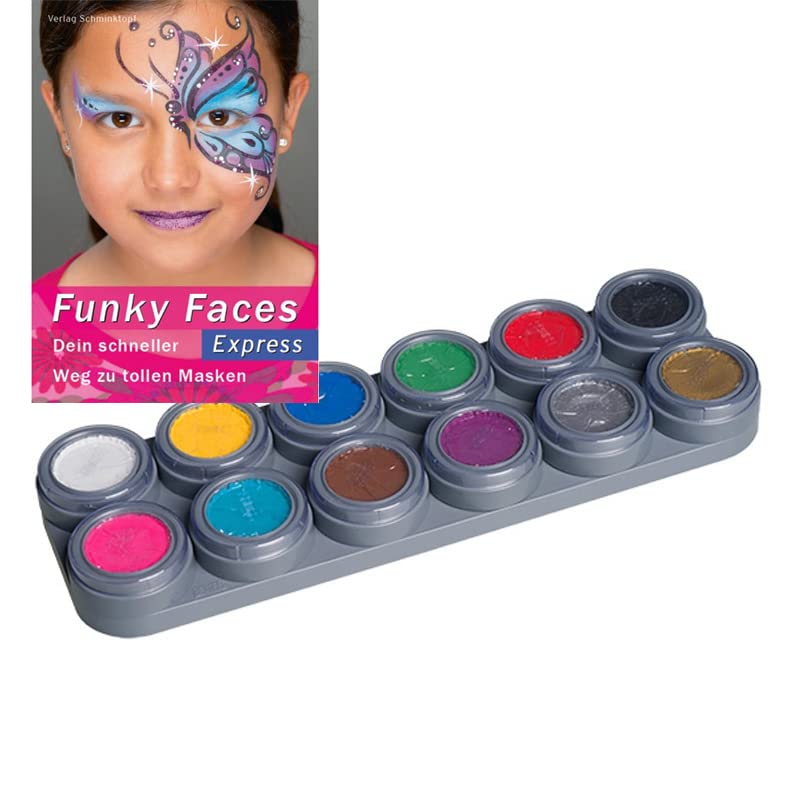 GRIMAS Water Make-Up Theatre Make-Up Children\'s Make-Up 12 Colours Palette A Make-Up Instructions