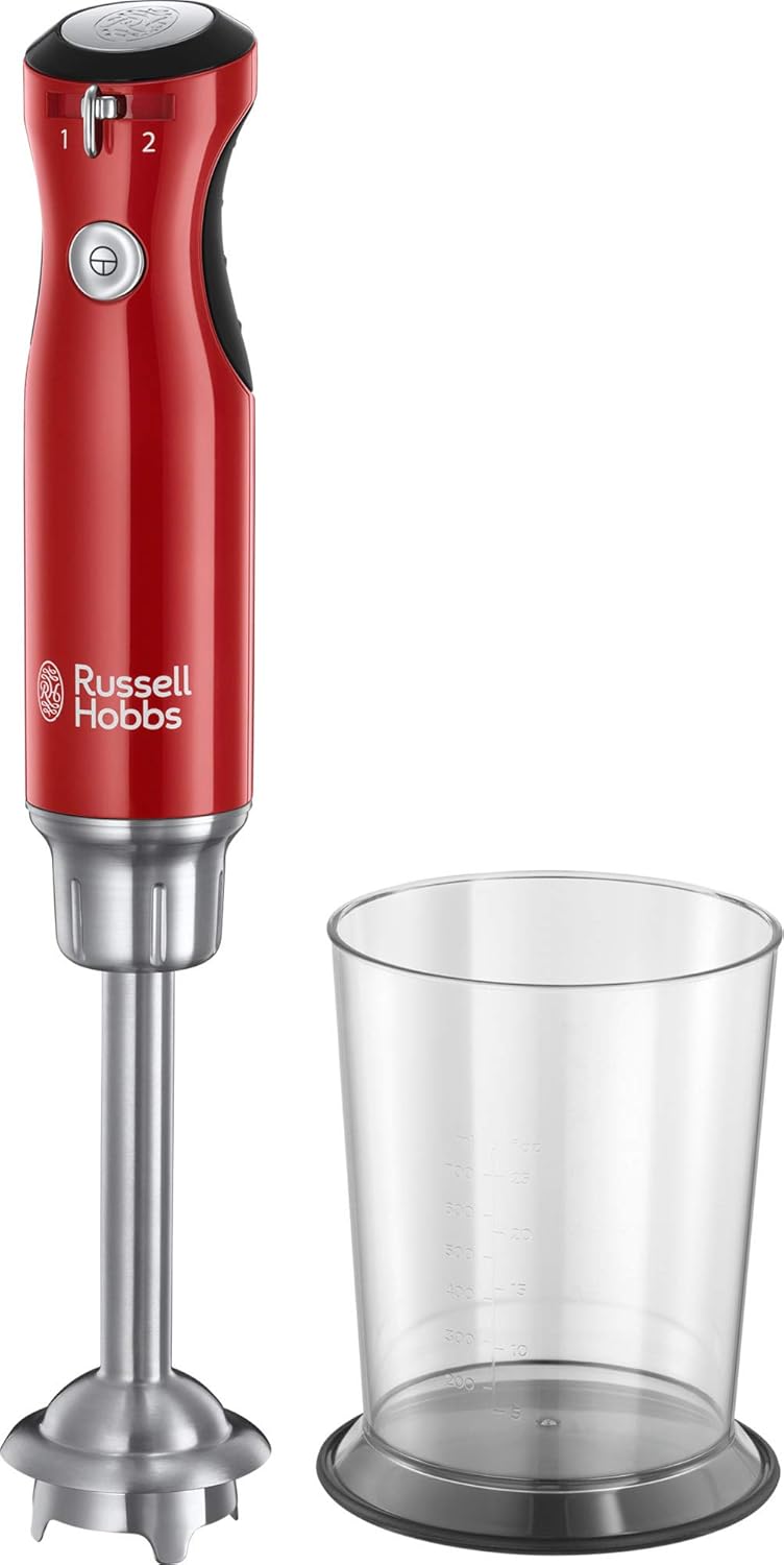 Russell Hobbs 25190-56 Retro Ribbon Red Glass Blender, Retro Display, Impulse Ice Crush Function, 3 Speed ​​Levels, 1.1 HP Motor, 1.5 L Glass Container, Stainless Steel / Red