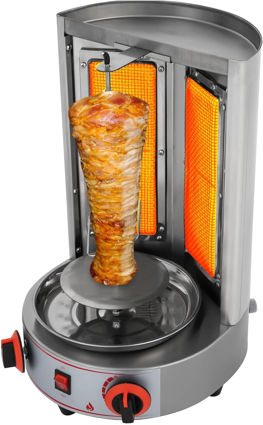 Doner Barbecue Table Grill 4.3 kW 360° Vertical Rotisserie Gyros Grill BBQ Stainless Steel Gas Doner Machine Electric Grill for Home and Business