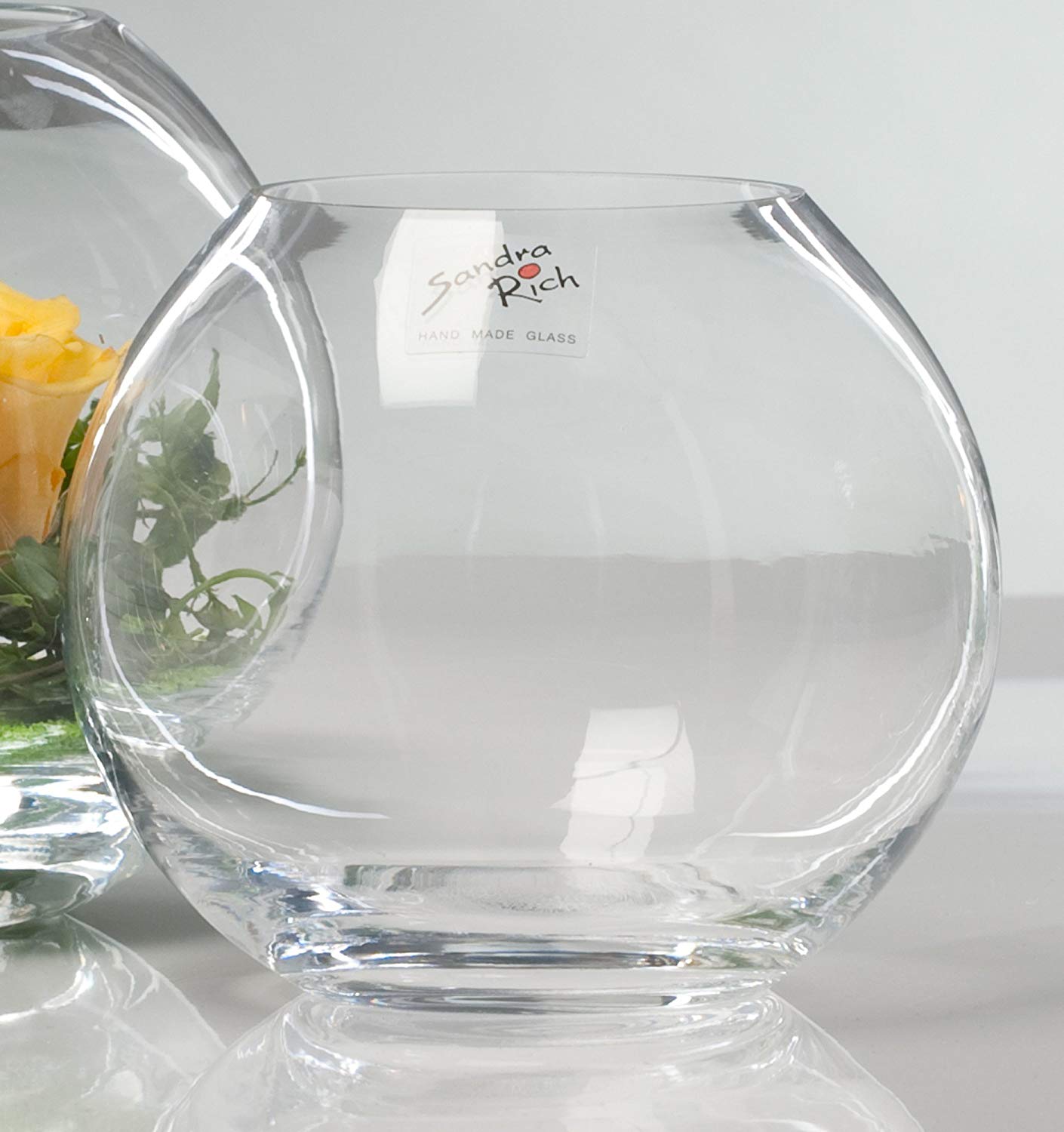 Sandra Rich Round Glass Ball Vase Clear Glass Flower Vase Table Vase Approx. 10 cm