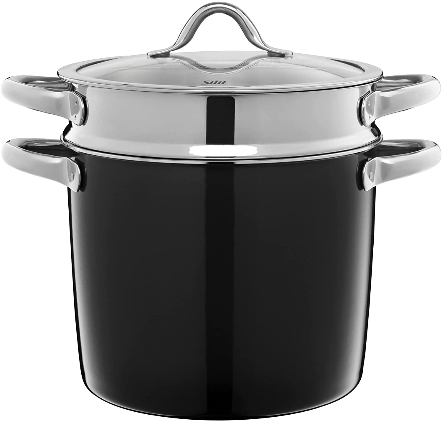 Silit 0524.1850.11 Pasta Pot with Lid 24 cm Vitaliano Nero