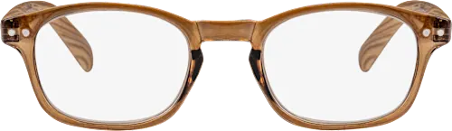 Visiomax Ready-made reading glasses, glossy/transparent brown wood look +1.00, 1 pc.