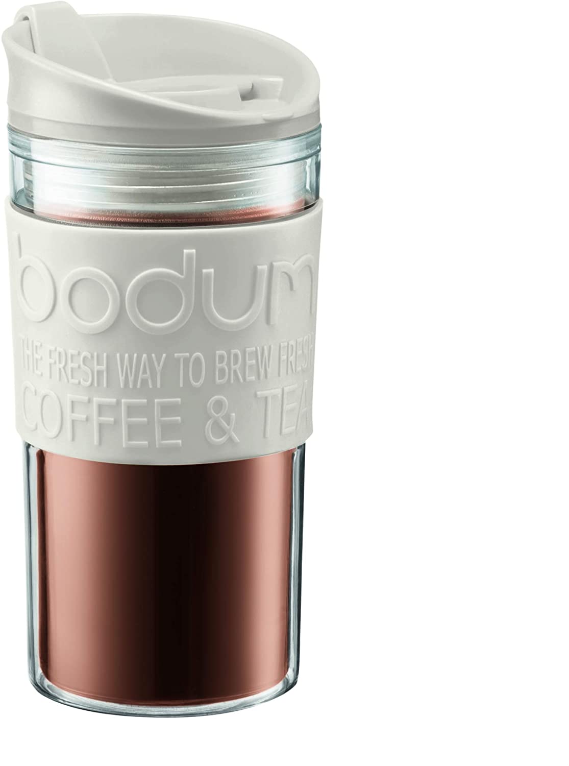 Bodum Travel Mug, Plastic, White/Transparent, 8 cm