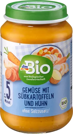 dmBio Menu vegetables with sweet potatoes and chicken from the 5th month, 190 g