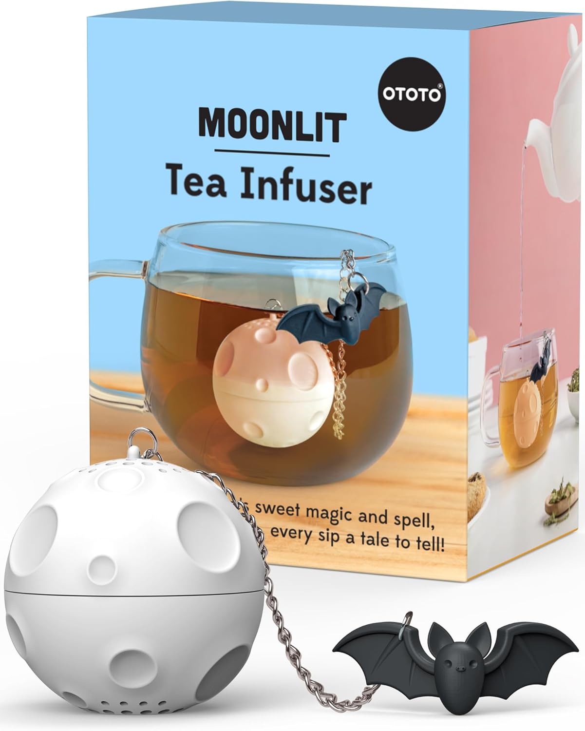 Cute Tea Strainers - Loose Leaf Tea Infuser for Loose Tea, Tea Diffusers, Tea Accessories, Mushroom Gifts, Cute Kitchen Accessories, White Elephant Gifts (Moonlit, Spooky, Gothic)