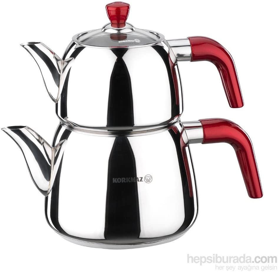 Korkmaz A 087 Pink Caydanlik Teapot Rustproof 18/10 Induction