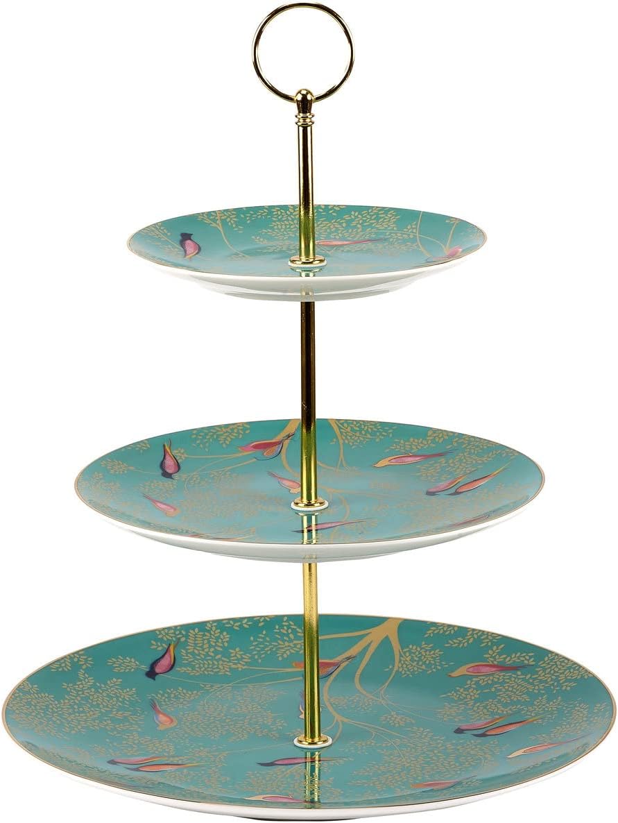 Sara Miller for Portmeirion Chelsea 3 Tier Cakestand-Green, Ceramic 280 x 280 x 60 cm
