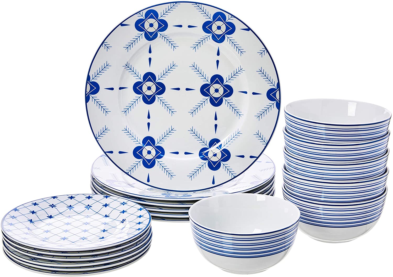 AmazonBasics basics 18-Piece Dinner Set For 6 People