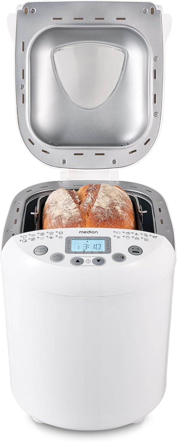 MEDION Bread Maker (Bread Maker, 550 Watt, up to 1000 g, 19 Baking Programs, 3 Browning Levels, Warming Function, Time Delay MD 11011)