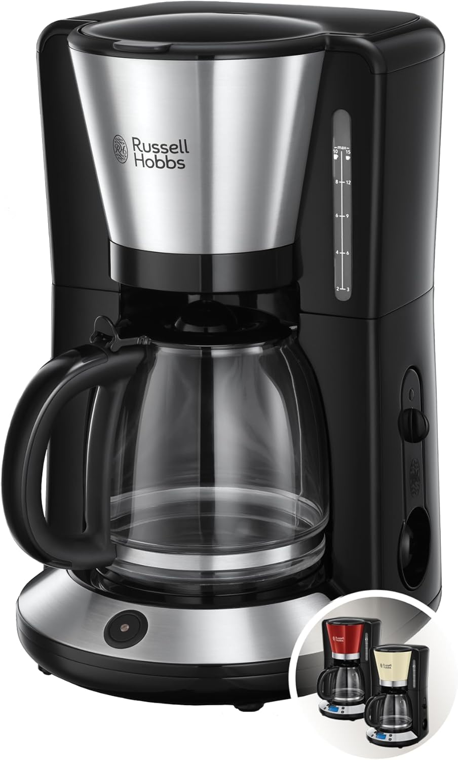 Russell Hobbs Adventure 24010-56 Coffee Machine, Stainless Steel, Glass Jug up to 10 Cups, 1.25 L, Warming Plate, Automatic Shut-Off, Drip Stop, 1100 Watt, Filter Coffee Machine