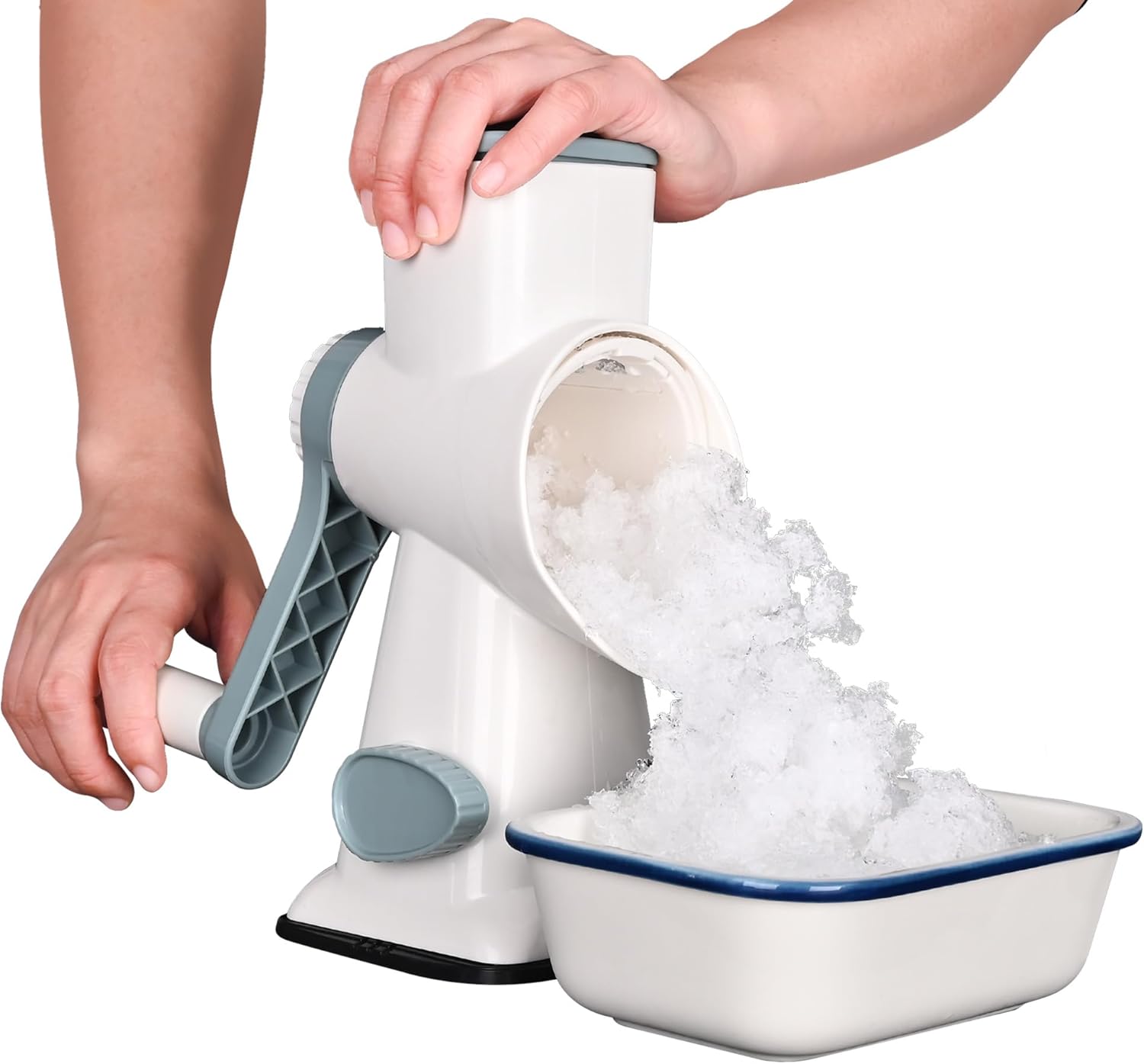 Manual Ice Crusher & Slushy Maker, Portable Crushed Ice Maker with Stainless Steel Blades, Non-Slip Suction Base & Hand Crank - Easy to Clean, Ideal Ice Crusher for Summer Drinks at Home