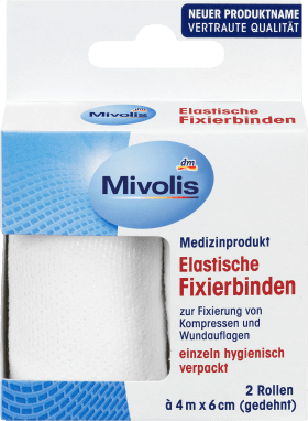 Mivolis Elastic fixing bandages, 6 cm x 4 m (stretched), 2 rolls, 8 m