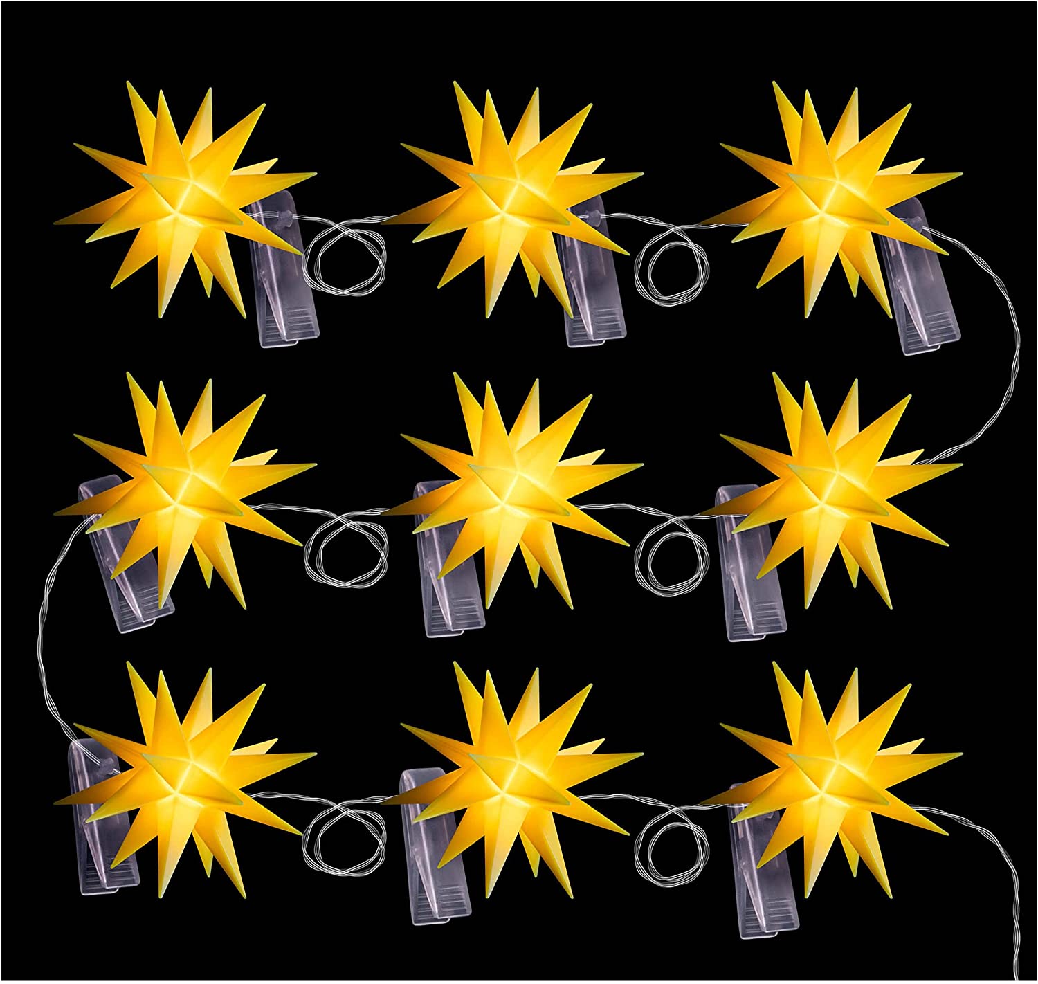 Novaliv Christmas Star Decorative Star 8 cm Stars 8 m Length 9 Star Chain Y
