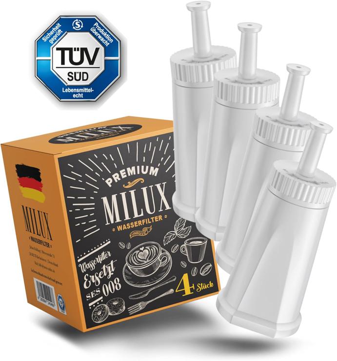 MILUX® Sage Water Filter Set of 4 [TÜV Certified] - For Sage Barista Pro/Touch/Express/Oracle/and Many More - Replaces SES008 / SES810 / SES875 / SES880 / SES920 / SES980 / SES990