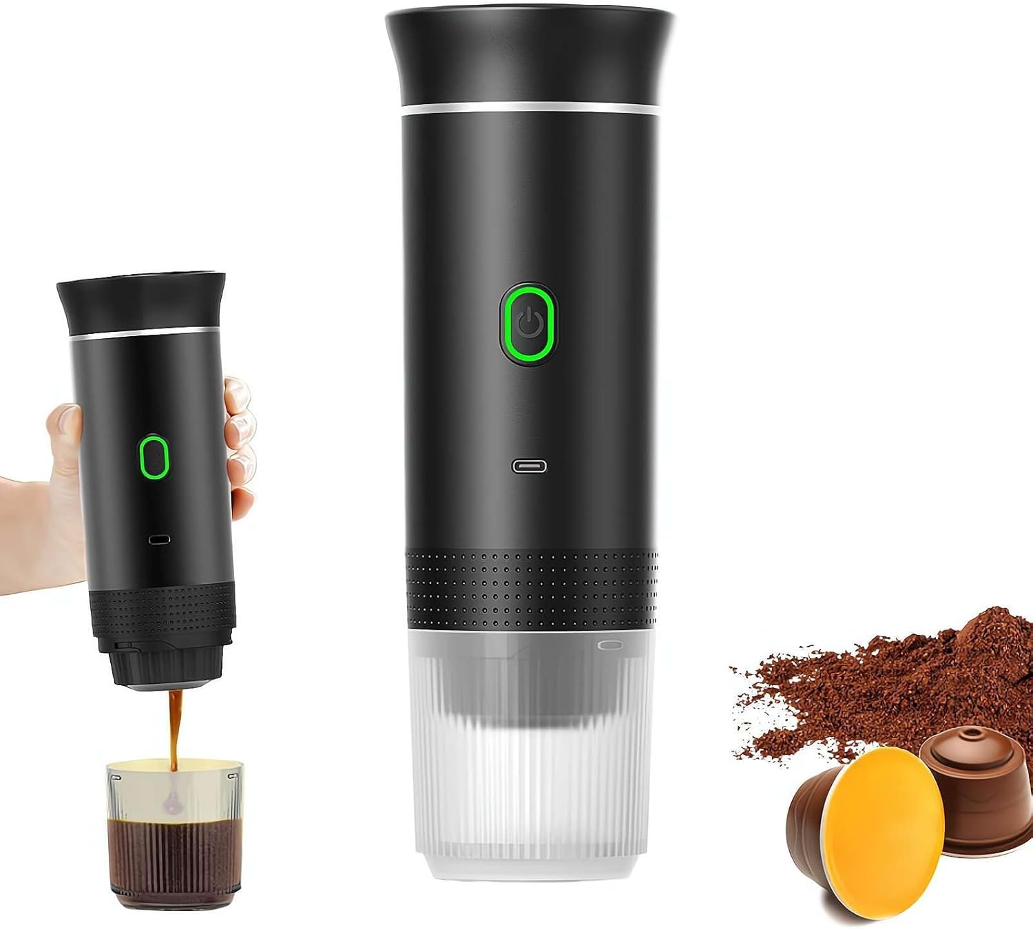 DAGESVGI Portable Espresso Machine, 3-in-1 Wireless Electric Self-Heating Espresso Maker, Mini Coffee Maker on the Go for Camping, Hiking, Travel and Home Use
