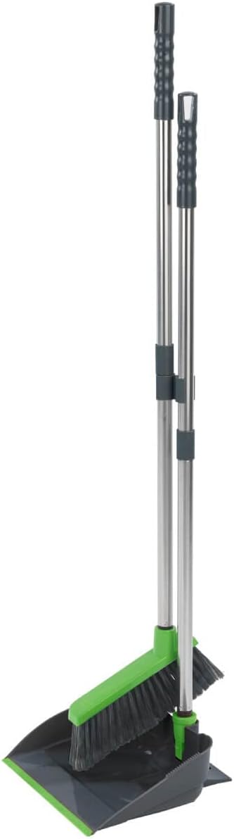 Maximex Store Maximex Dustpan Set with Extra Long Handle, Rustproof Stainless Steel, 26 x 83.5 x 24 cm, Shiny Silver