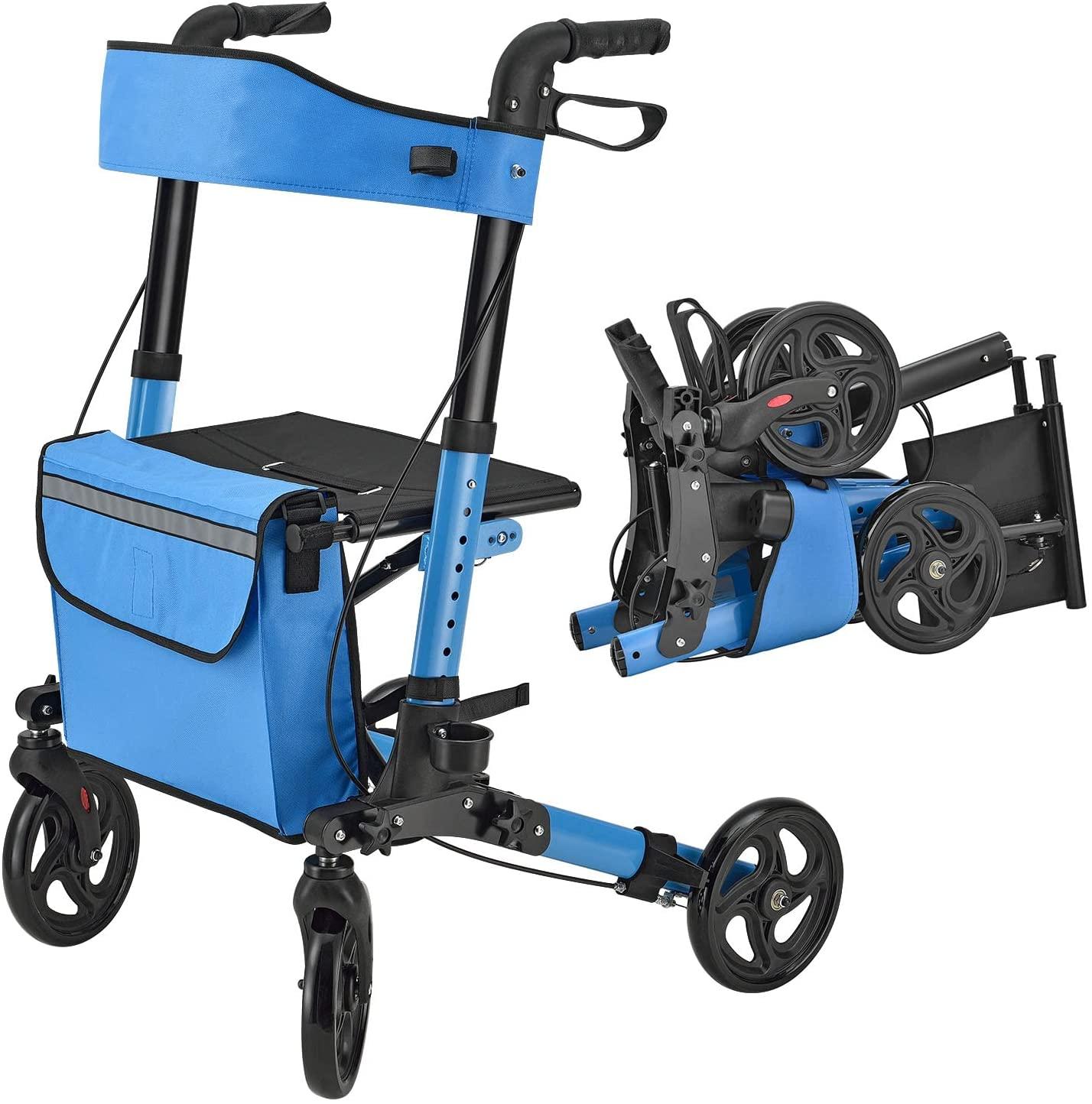 Juskys Rollator Vital Petrol - Walking Aid Foldable & Lightweight Aluminium