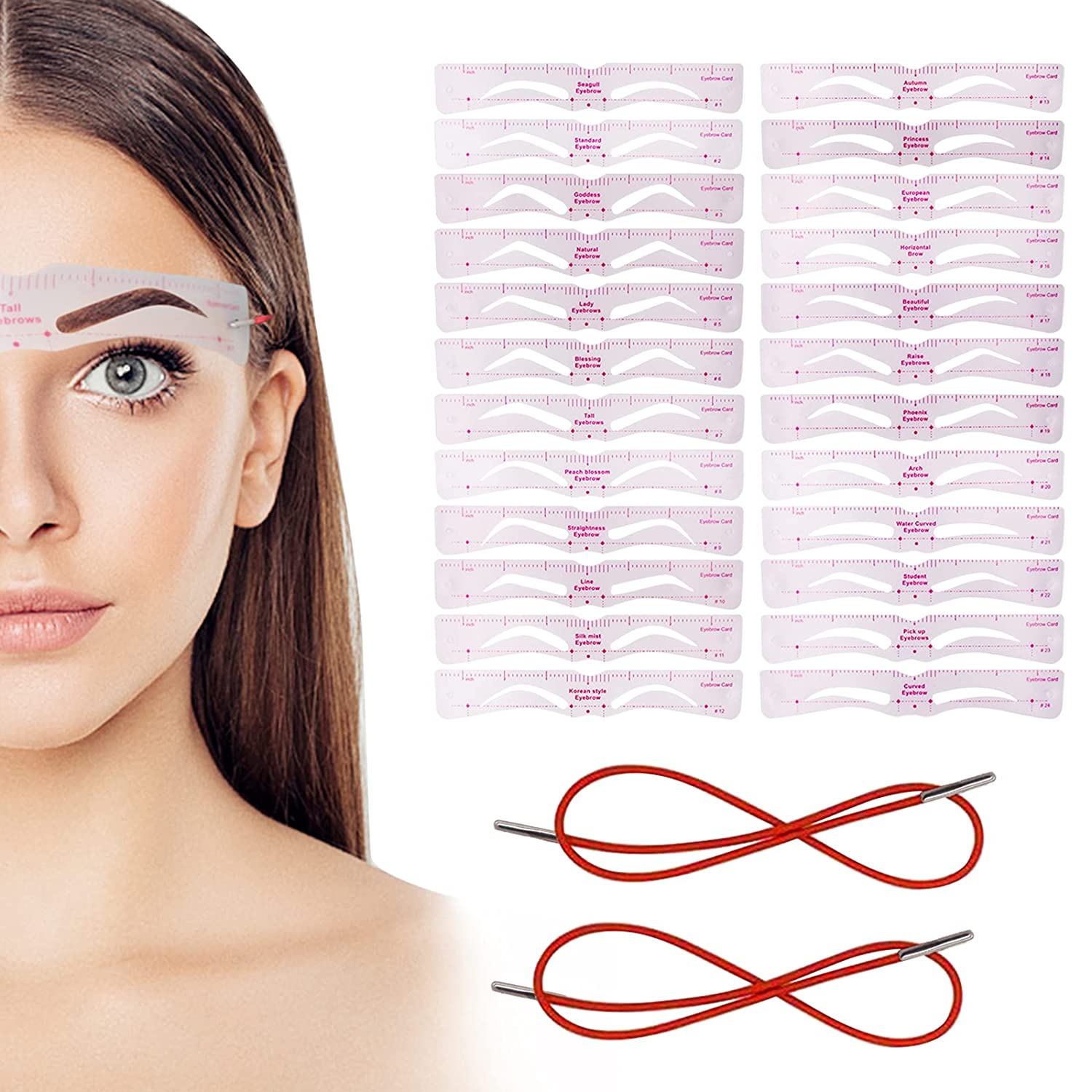 KUIRUNRX Eyebrow Stencil, Eyebrow Shaper, 24 Styles Reusable Eyebrow Shaping Stencil DIY Tools for Grooming and Drawing Brows