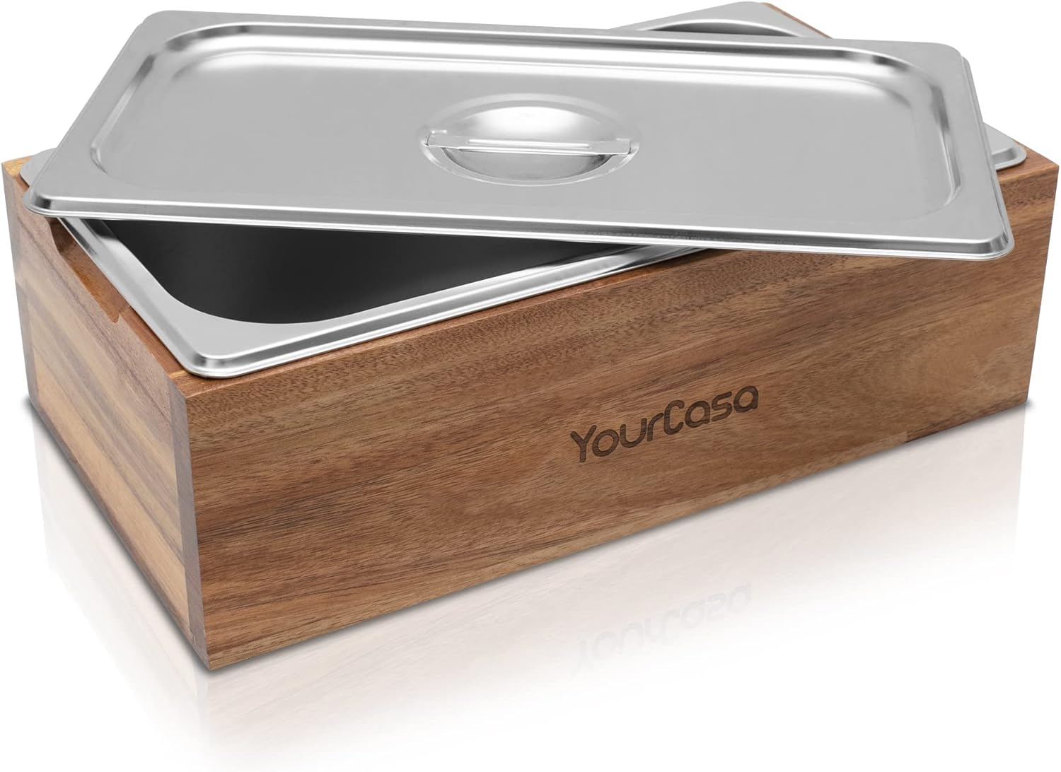YourCasa Organic Waste Bin Kitchen - Real Wood & Stainless Steel - Insert Dishwasher Safe Odor-Proof - Organic Waste Container Compost Bin Organic Waste Bin Small Composter Waste Bin Organic Bin
