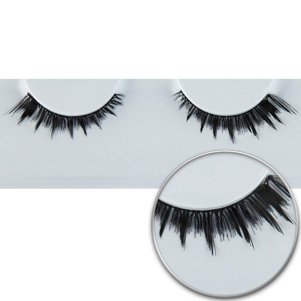 Grimas Real Hair False Eyelashes in Black # 135, innen kurz, außen schwarz, ‎135 spitzen