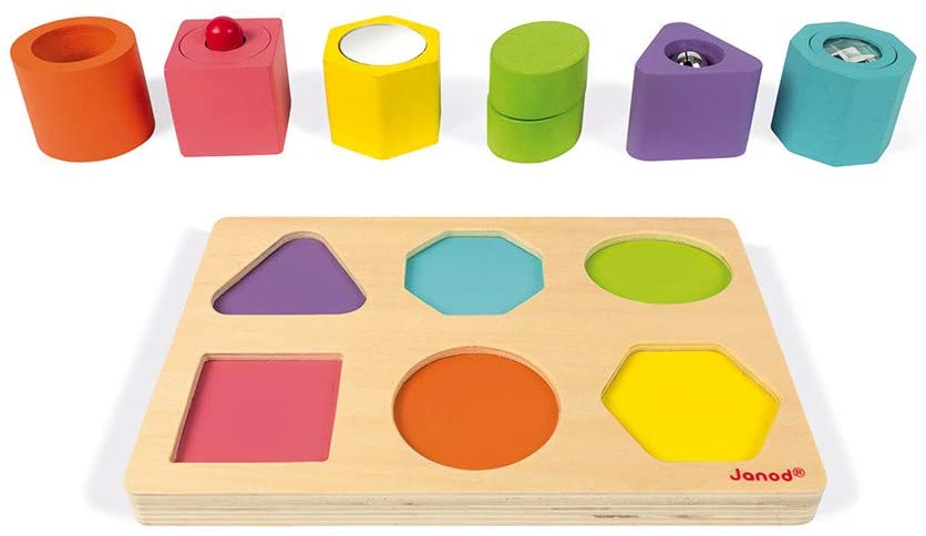 Janod J05332 Wooden Sorting Game Moulds / Building Blocks