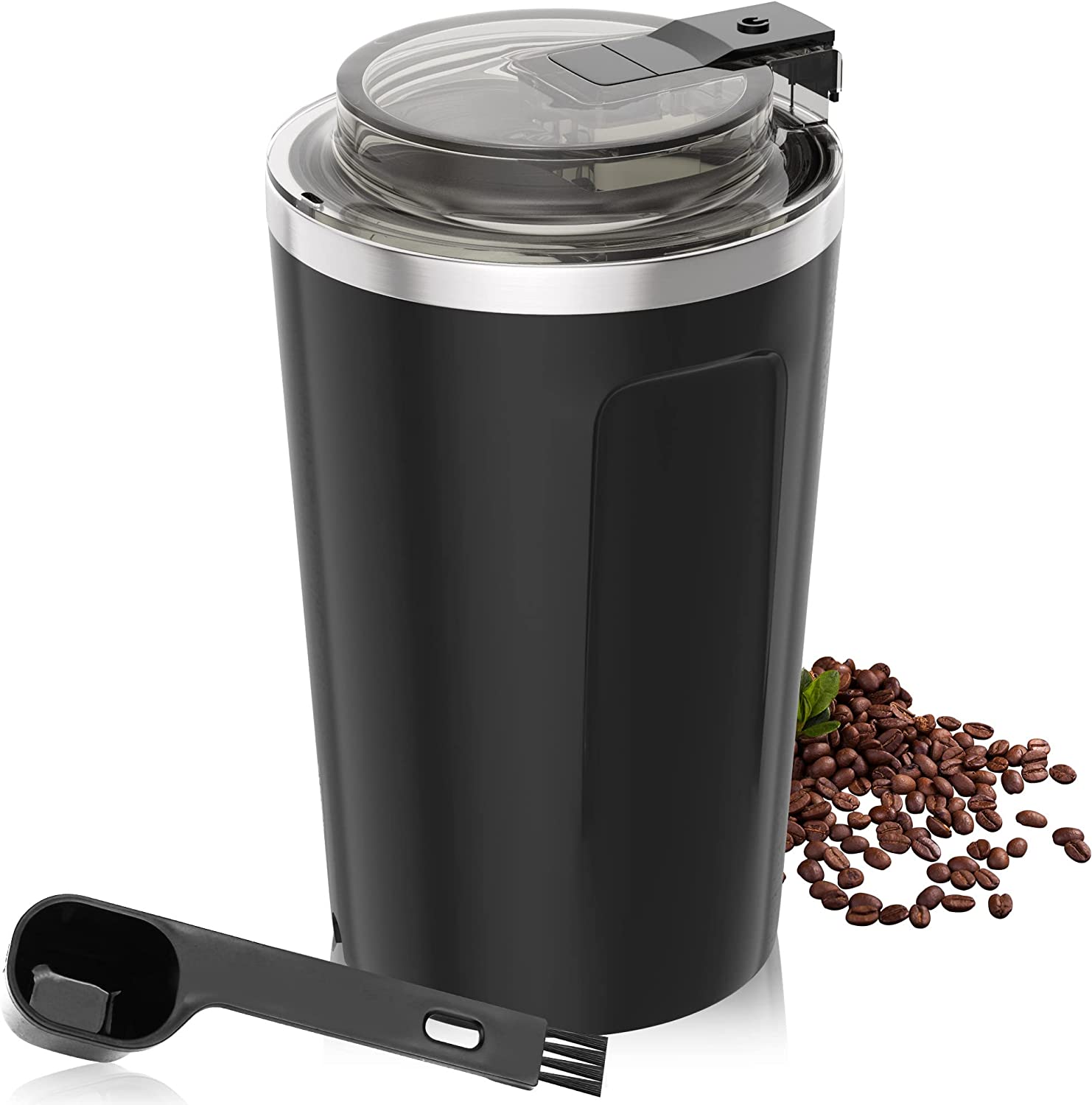 ROLWAY Kaffeemühle, Elektrische Espresso Kaffeebohnen Gewürzmühle, Kaffeeklinge Mühlen,Eins Berühren Tragbare Mühle, für Kaffeebohnen, Gewürze, Kräuter, Nüsse, Getreide, Schwarz