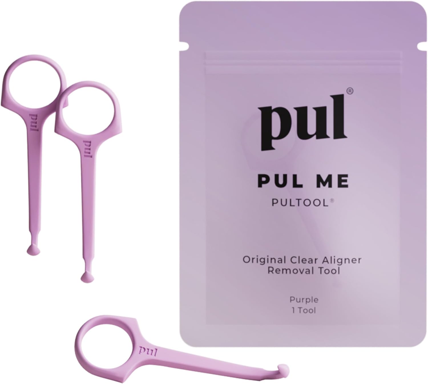 The Pultool Store PUL Aligner Removal Tool - Purple | Safe and Hygienic Hook for Invisalign and Retainer | Gentle BPA Free Design for Everyday Use | Pack of 3