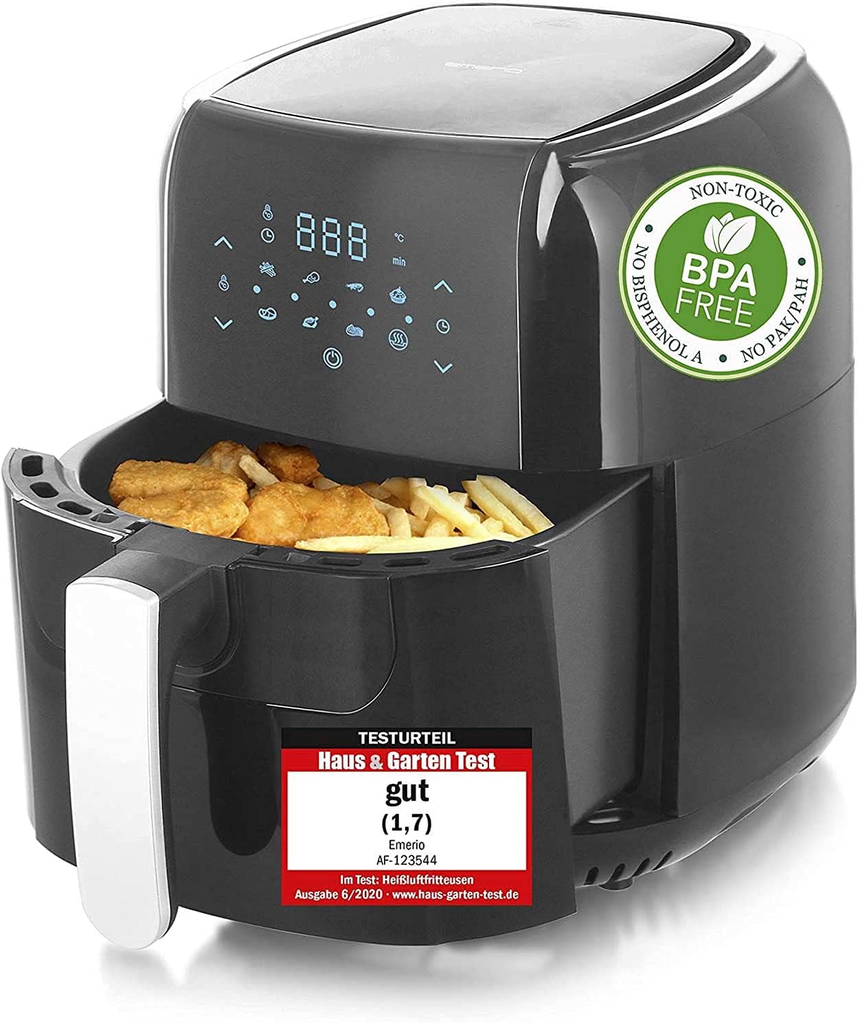 Emerio AF-123544.7 XXL Hot Air Fry Digital 1400 Watt Black With 5.5 Litre Capacity