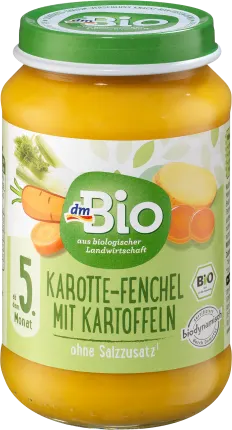 dmBio Vegetables carrot fingel with potatoes, from the 5th month, 190 g