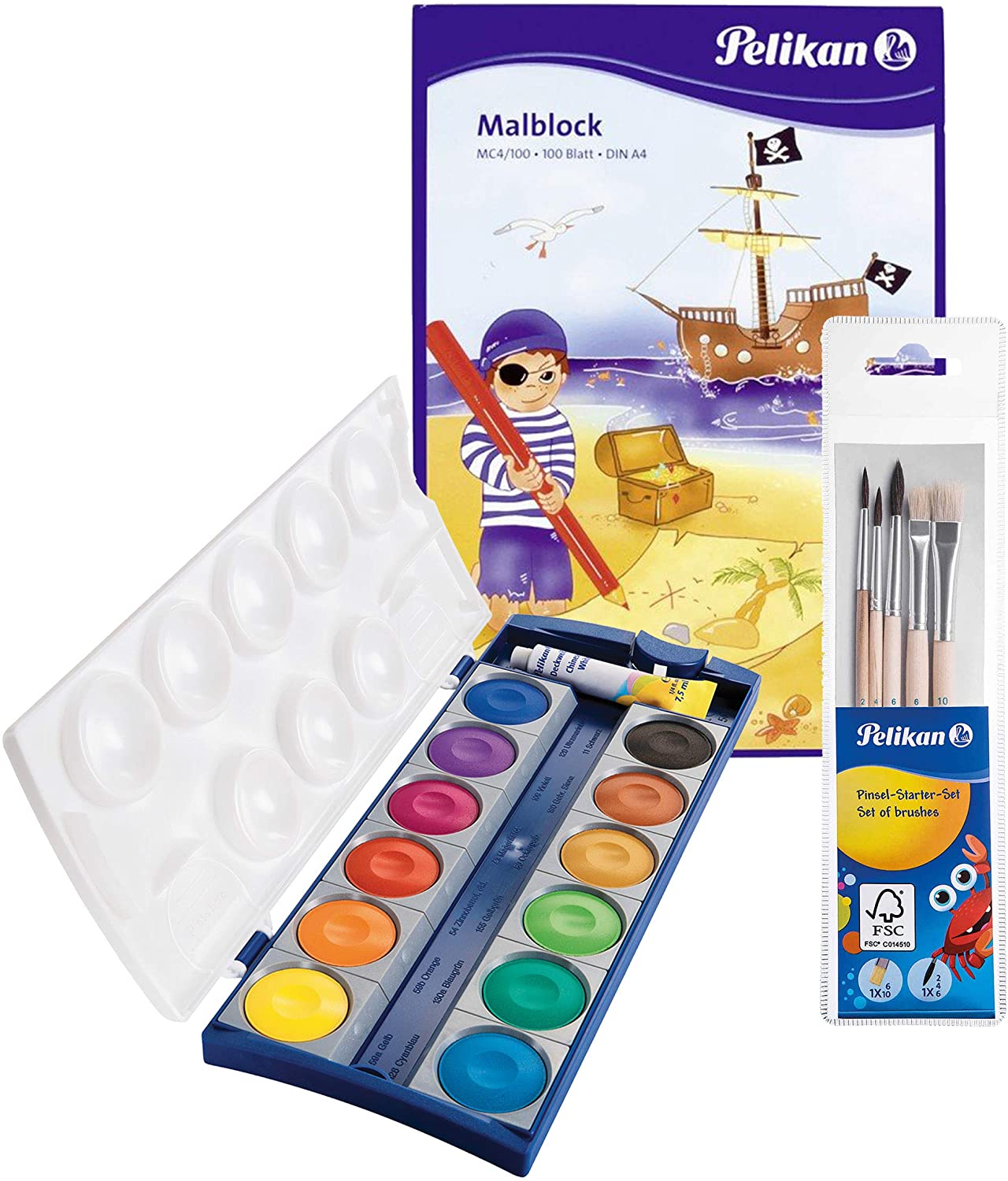 Pelikan Din 5023 Opaque Paint Box Set K12, 12 Colours And 1 Tube Opaque Whi