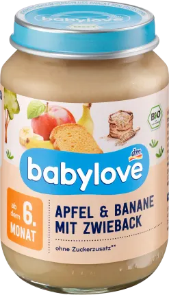 babylove Fruit & grain apple & banana with rusks from the 6th month, 190 g