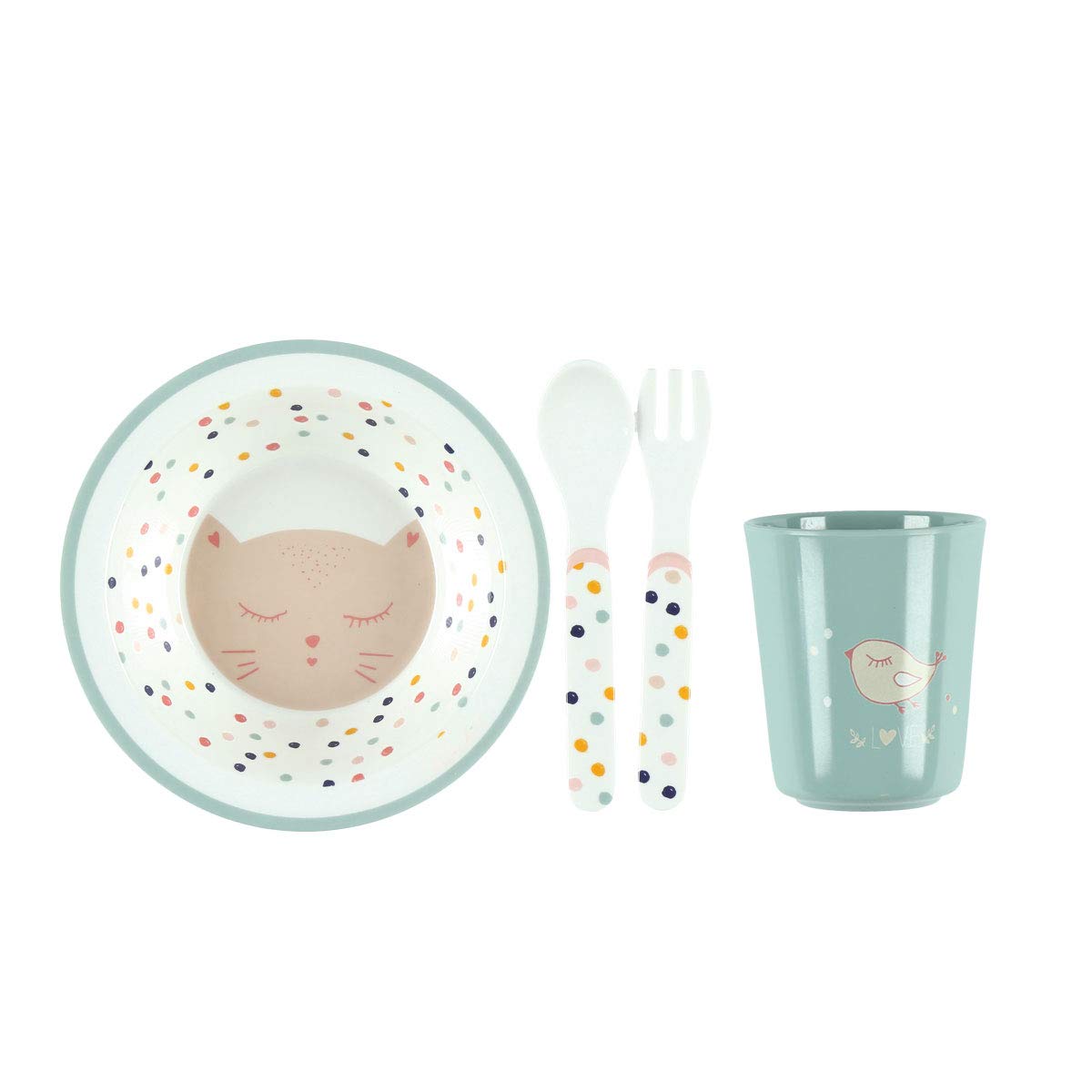 Noukies Noukie\'s Imagine Melamine Dinner Set, Set of 4, Pink