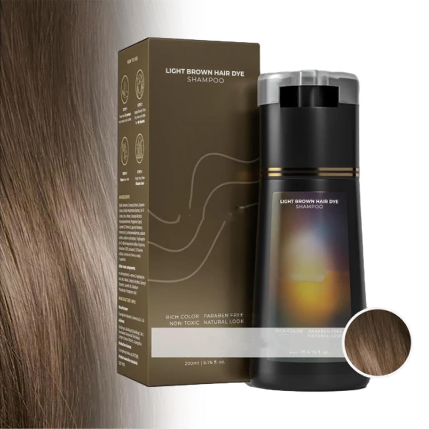 Generic Polar Hair Dye, Hair Care Instant Dye Shampoo, Hair Care Shampoo, Natural Hair Color Shampoo, Black Hair Dye Shampoo for All Hair Types (Light Brown)