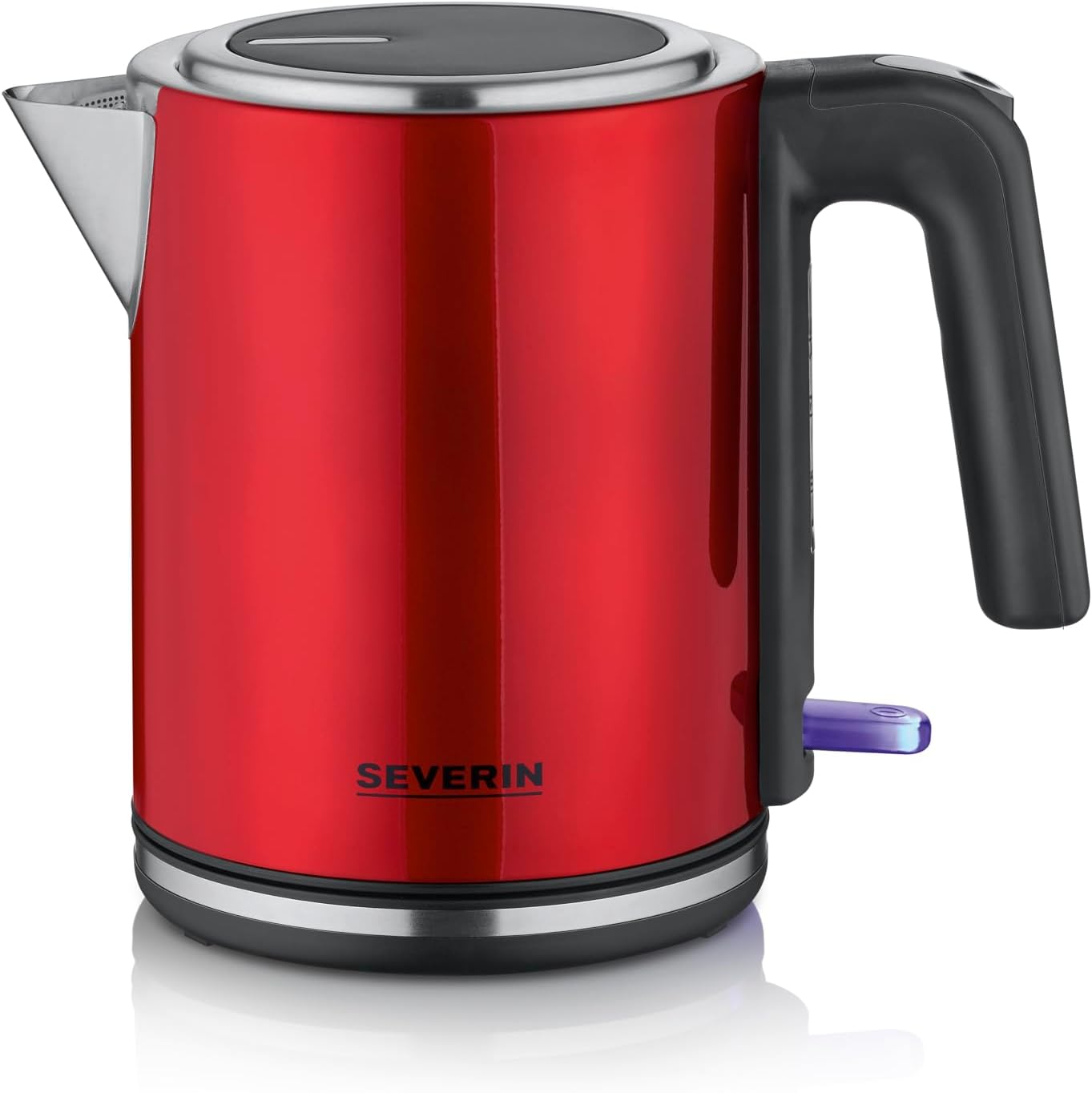 SEVERIN WK 3427 Electric Kettle, Limescale Filter, XXL Opening, Powerful & Compact, 100% BPA-Free, 2,400 W, Stainless Steel, Red, 1 L