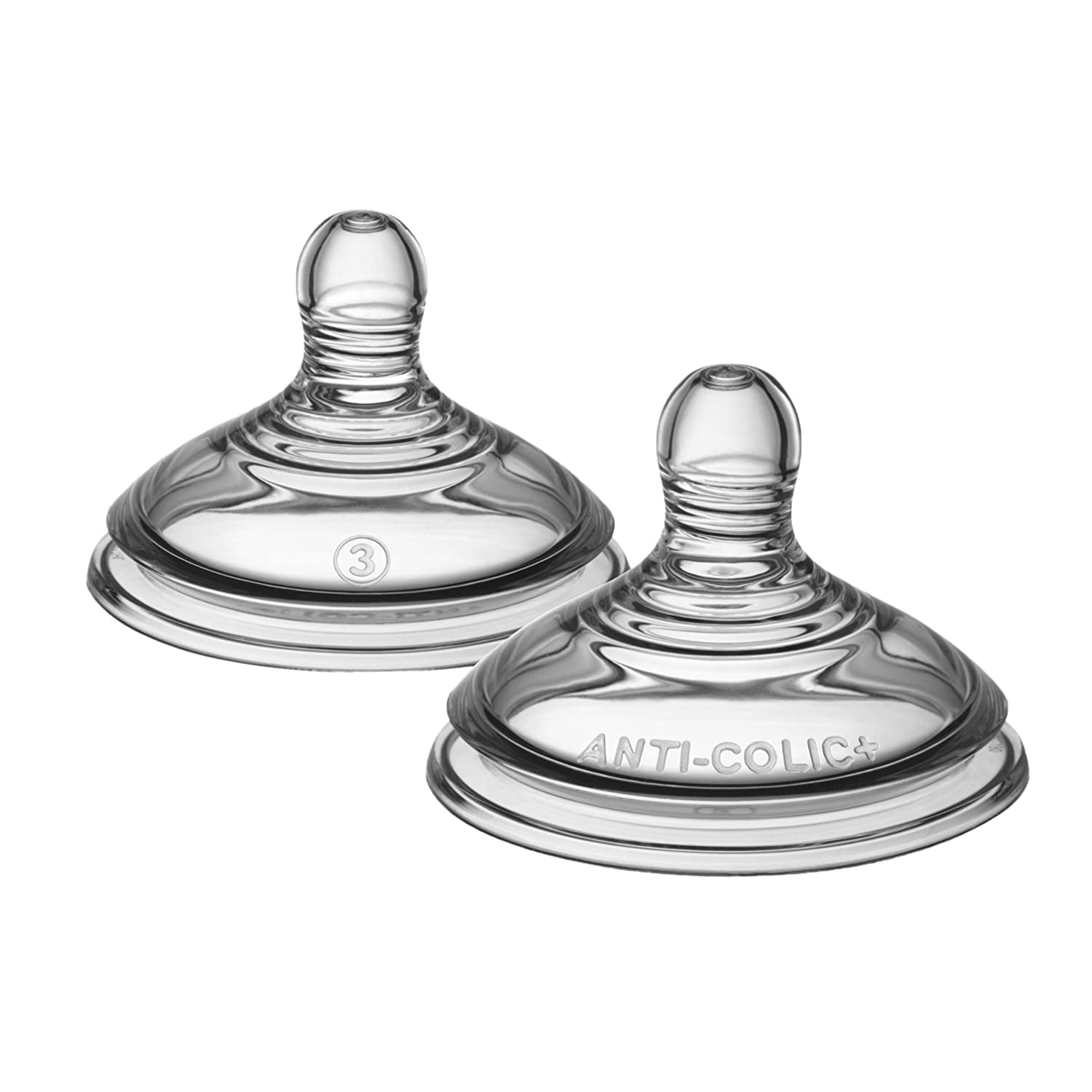 Tommee Tippee Advanced Anti-Colic Teat, Naturally Shaped, Soft Silicone, Fast Milk Flow, 6+ Months, Set of 2 (Colour and Design May Vary)