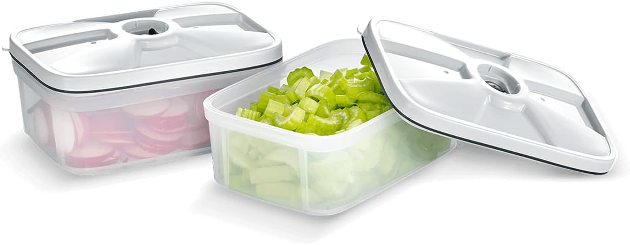 SEVERIN ZB 3620 Vacuum Sealer Container, Sustainable Vacuum Container with 0.75 L Volume per Container, Set of 2, Transparent, Plastic, Kitchen Appliances