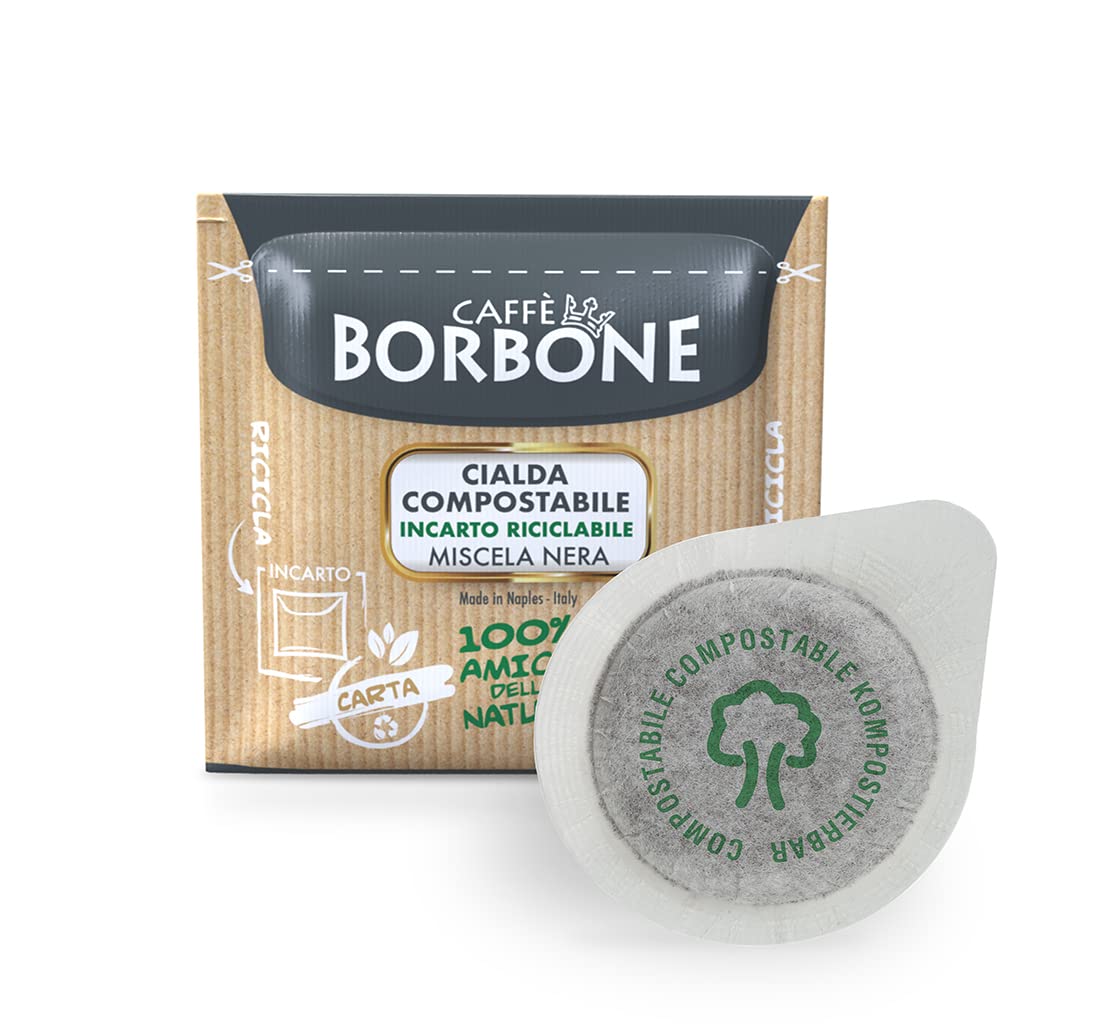 Caffè Borbone Coffee Compostable Pods, Recyclable Wrapping, Black Blend - 100 Pods - ESE System