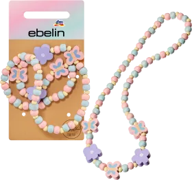 ebelin Necklace Wooden Beads Flower & Butterfly, 1 pc