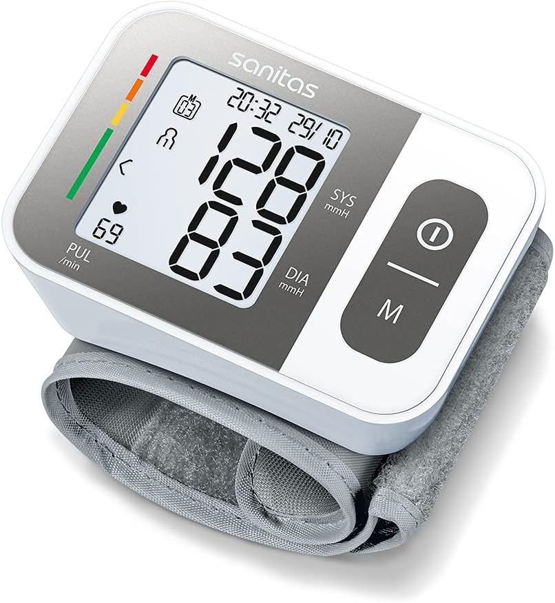 Sanitas Store Sanitas SBC 15 Wrist Blood Pressure Monitor, Fully Automatic Blood Pressure and Pulse Monitor, Alarm for Possible Heart Rhythmia