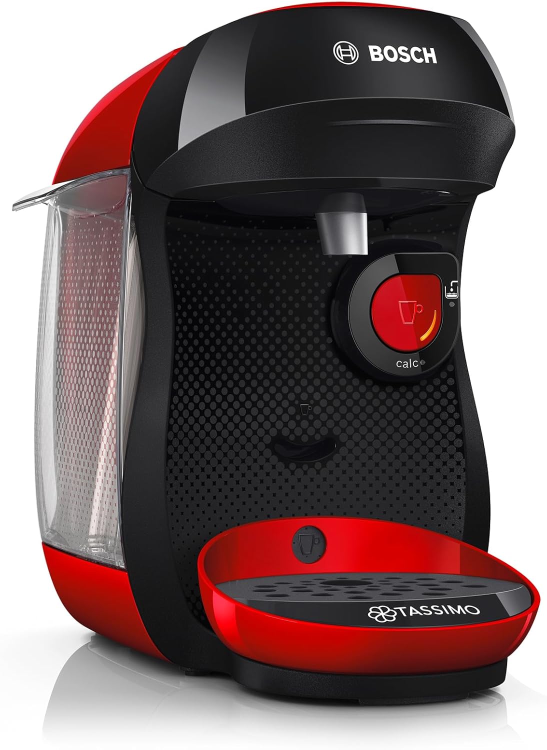 Bosch Tassimo Happy Friendly TAS103E Capsule Machine, Over 70 Drinks, Suitable for All Cups, Automatic Shut-Off, Sustainable, Perfectly Dosed, Space-Saving, 1400 W, Red/Black